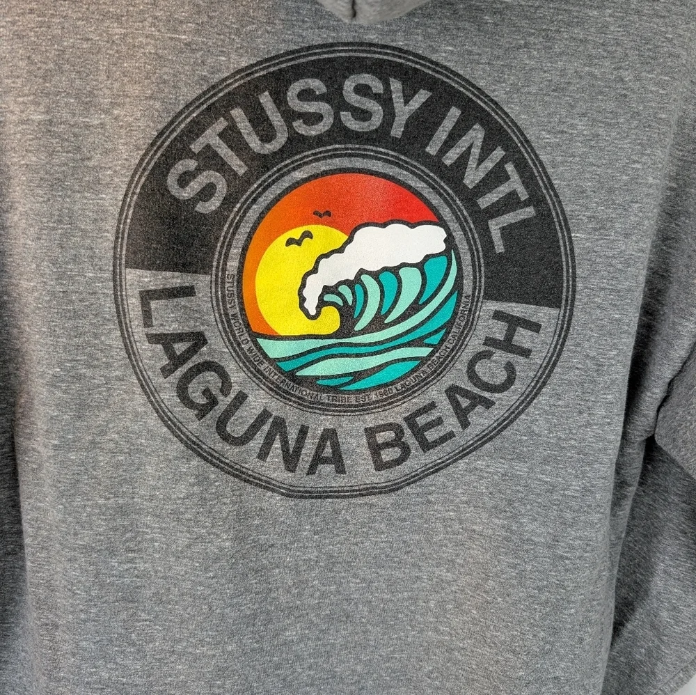 Stussy International Gray Hoodie Size M In VGUC - Picture 5 of 13